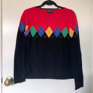 Jones New York Signature Argyle Crew Neck Sweater